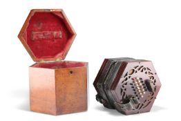 A ROSEWOOD 48-BUTTON CONCERTINA, PROBABLY BY LACHENAL & CO