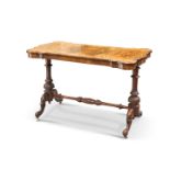 A VICTORIAN BURR WALNUT SIDE TABLE, BY TURNER LIVERPOOL