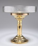 A DUTCH JUGENDSTIL BRASS AND CUT-GLASS TAZZA