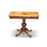 A VICTORIAN BURR WALNUT FOLDOVER CARD TABLE