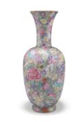 A CHINESE FAMILLE ROSE MILLEFLEUR VASE