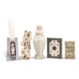 A GROUP OF 19TH CENTURY IVORY OBJECTS