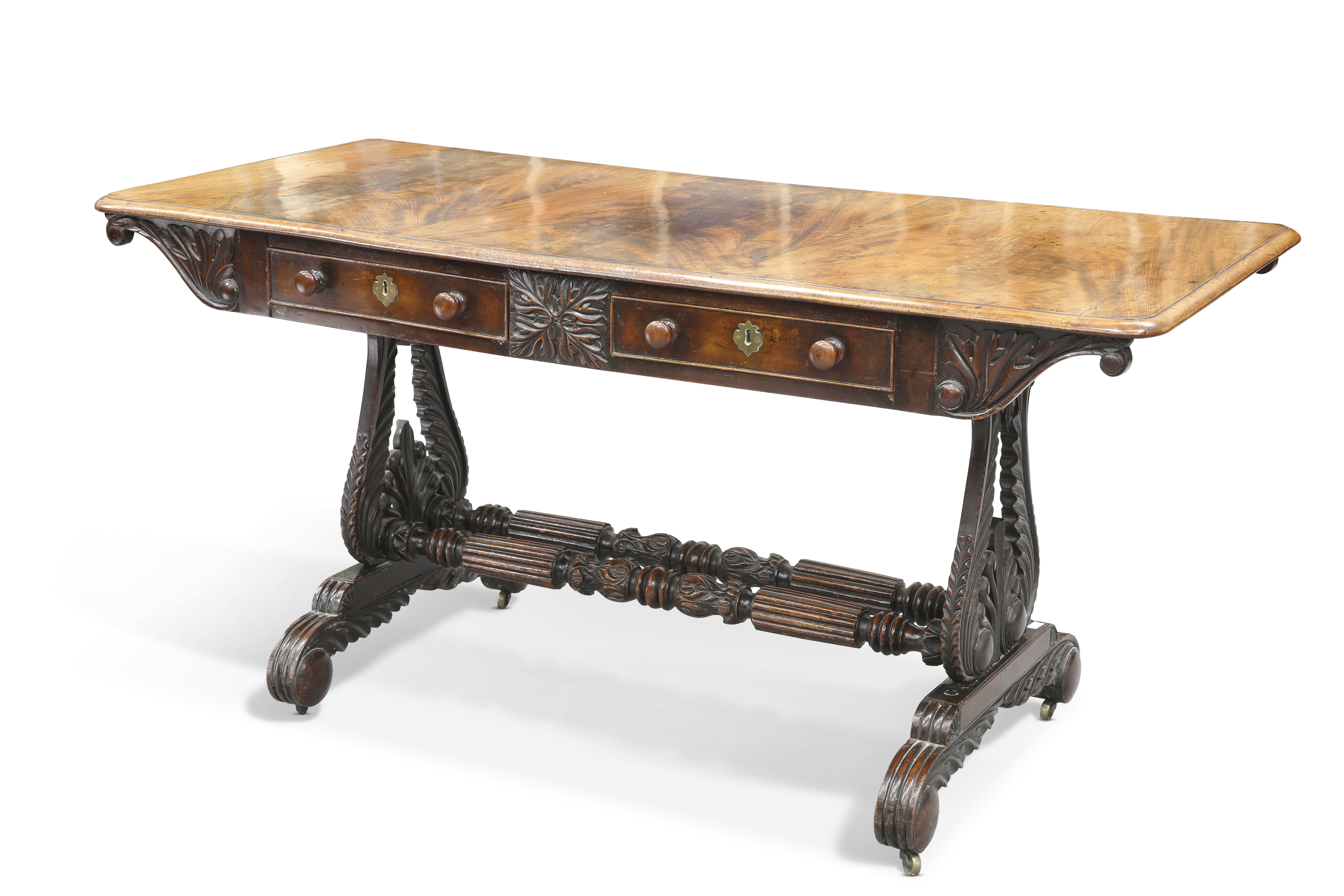 A WILLIAM IV MAHOGANY LIBRARY TABLE