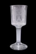 AN ARMORIAL WINE GLASS, CIRCA 1750