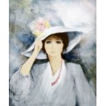 BERNARD CHAROY (BORN 1931), PORTRAIT OF A LADY WEARING A HAT