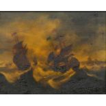 DUTCH SCHOOL, SHIPPING IN ROUGH SEAS, A PAIR