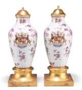 A PAIR OF SAMSON ARMORIAL VASES, IN CHINESE EXPORT STYLE