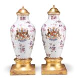 A PAIR OF SAMSON ARMORIAL VASES, IN CHINESE EXPORT STYLE