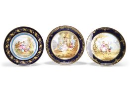 THREE SÈVRES-STYLE CABINET PLATES