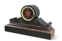 A LARGE VICTORIAN MARBLE AND SLATE MANTEL CLOCK