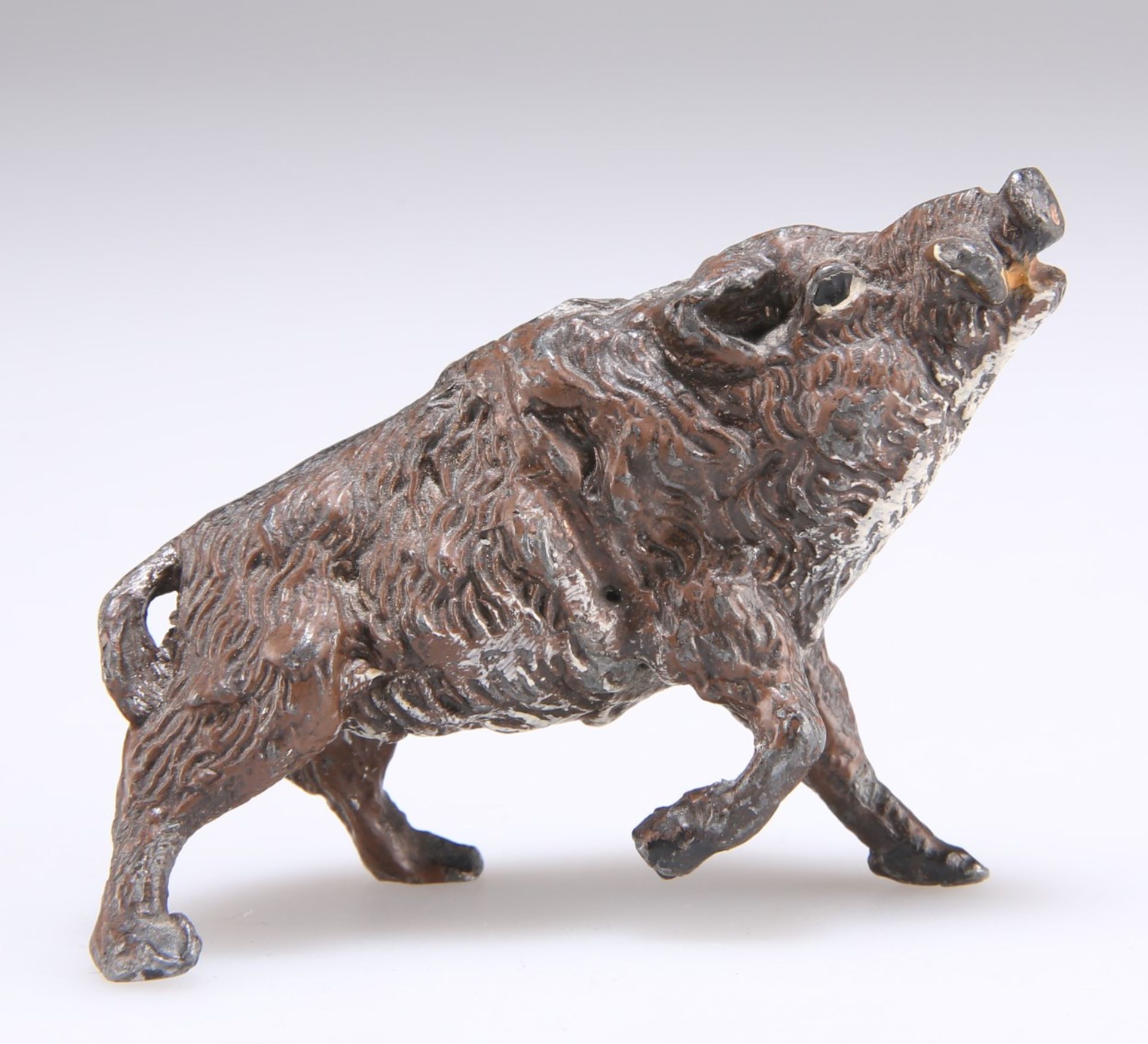 A small cold-painted spelter model of a wild boar, early 20th Century