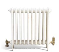 A Victorian style cast iron radiator, 66cm high by 67cm wide by 14cm deep