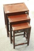 A nest of three Chinese hardwood tables