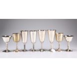 Four pairs of silver-plate goblets