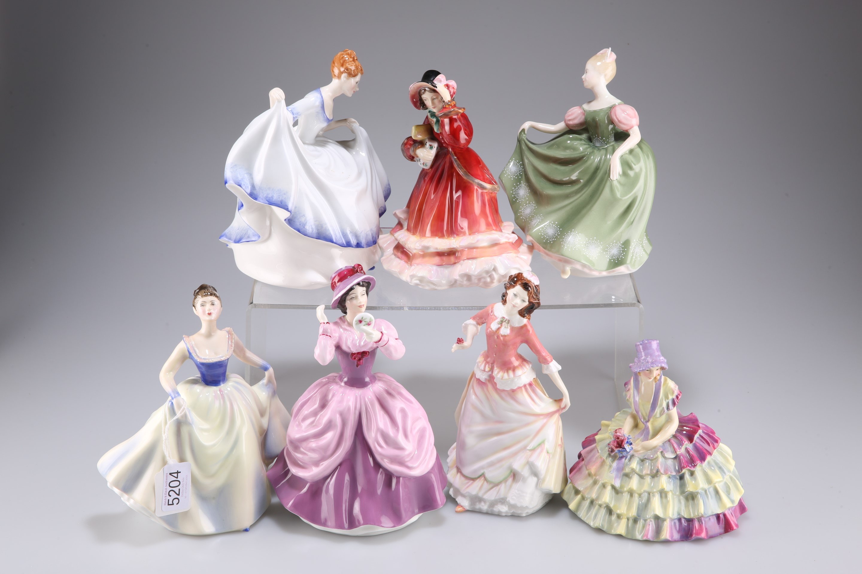 Seven Royal Doulton figures, Chloe HN1470, Pamela HN3223, Michelle HN2234, Christmas Time HN2116,