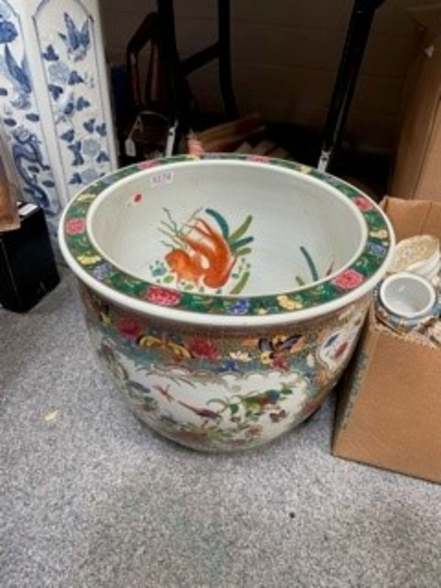 A modern Chinese Famille Rose porcelain goldfish bowl,