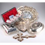 A group of miscellaneous silver plate comprising, a boxed set of silver-plated Victorian style