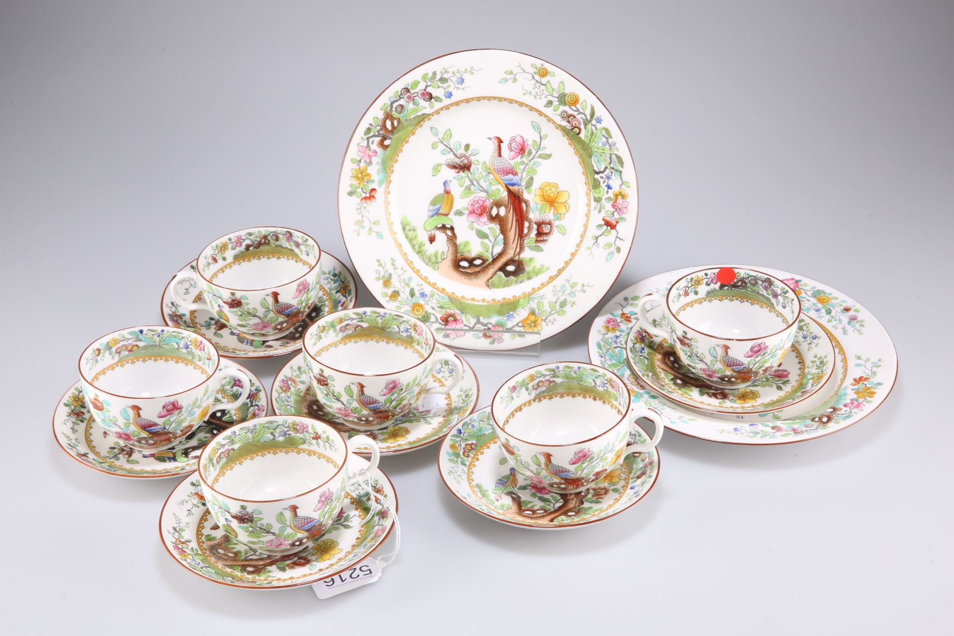 A Copeland Spode Indian Tree pattern tea set for six, with two plates, retailed by Thomas Goode & So