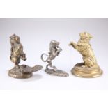 A Victorian cast brass novelty inkwell in the form of a begging dog, etc.