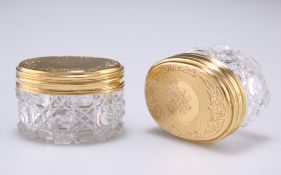 A PAIR OF VICTORIAN SILVER-GILT AND CUT-GLASS BOXES