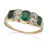 AN EMERALD AND DIAMOND RING