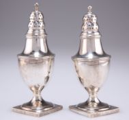 A PAIR OF GEORGE III SILVER CASTERS
