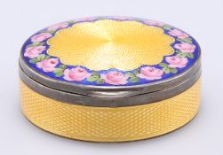 A YELLOW-GROUND ENAMEL BOX