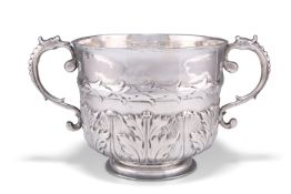 A CHARLES II SILVER TWO-HANDLED PORRINGER