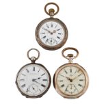 THREE SILVER POCKET WATCHES