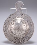 A ROCOCO REVIVAL SILVER TEA STRAINER