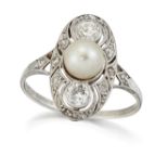 A PEARL AND DIAMOND RING