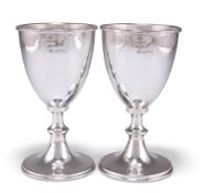 A PAIR OF ELIZABETH II SILVER IMPORT GOBLETS