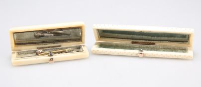 TWO GEORGIAN IVORY TOOTHPICK CASES