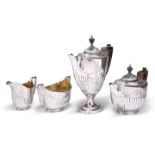 A VICTORIAN SILVER FOUR-PIECE TEA AND COFFEE SERVICE