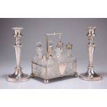 A PAIR OF 19TH CENTURY SILVER-PLATED CANDLESTICKS