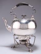 A LATE VICTORIAN SILVER-PLATED SPIRIT KETTLE ON STAND