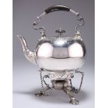 A LATE VICTORIAN SILVER-PLATED SPIRIT KETTLE ON STAND