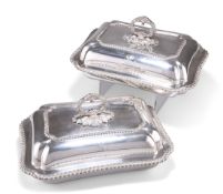 A PAIR OF GEORGE IV SILVER ENTRÉE DISHES AND COVERS