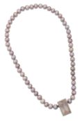 A CULTURED PEARL AND PINK TOPAZ NECKLACE