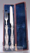 AN EARLY VICTORIAN SILVER KNIFE AND FORK