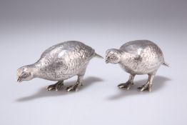 A PAIR OF ELIZABETH II SILVER PARTRIDGE