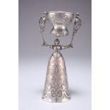 A 19TH CENTURY CONTINENTAL SILVER-PLATED WAGER CUP