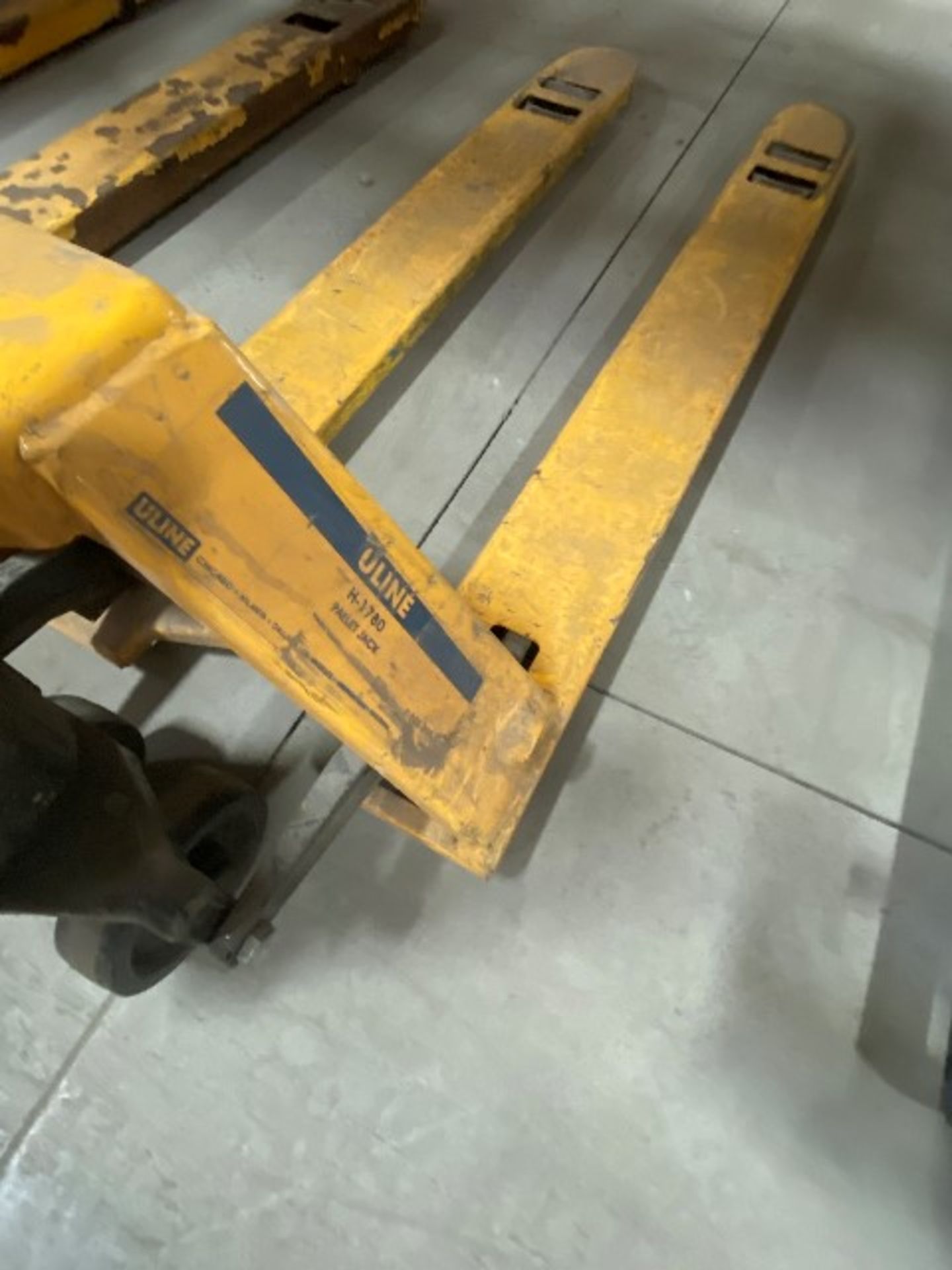 Uline pallet jigger, 3300lbs, slim forks, yellow - Image 2 of 2