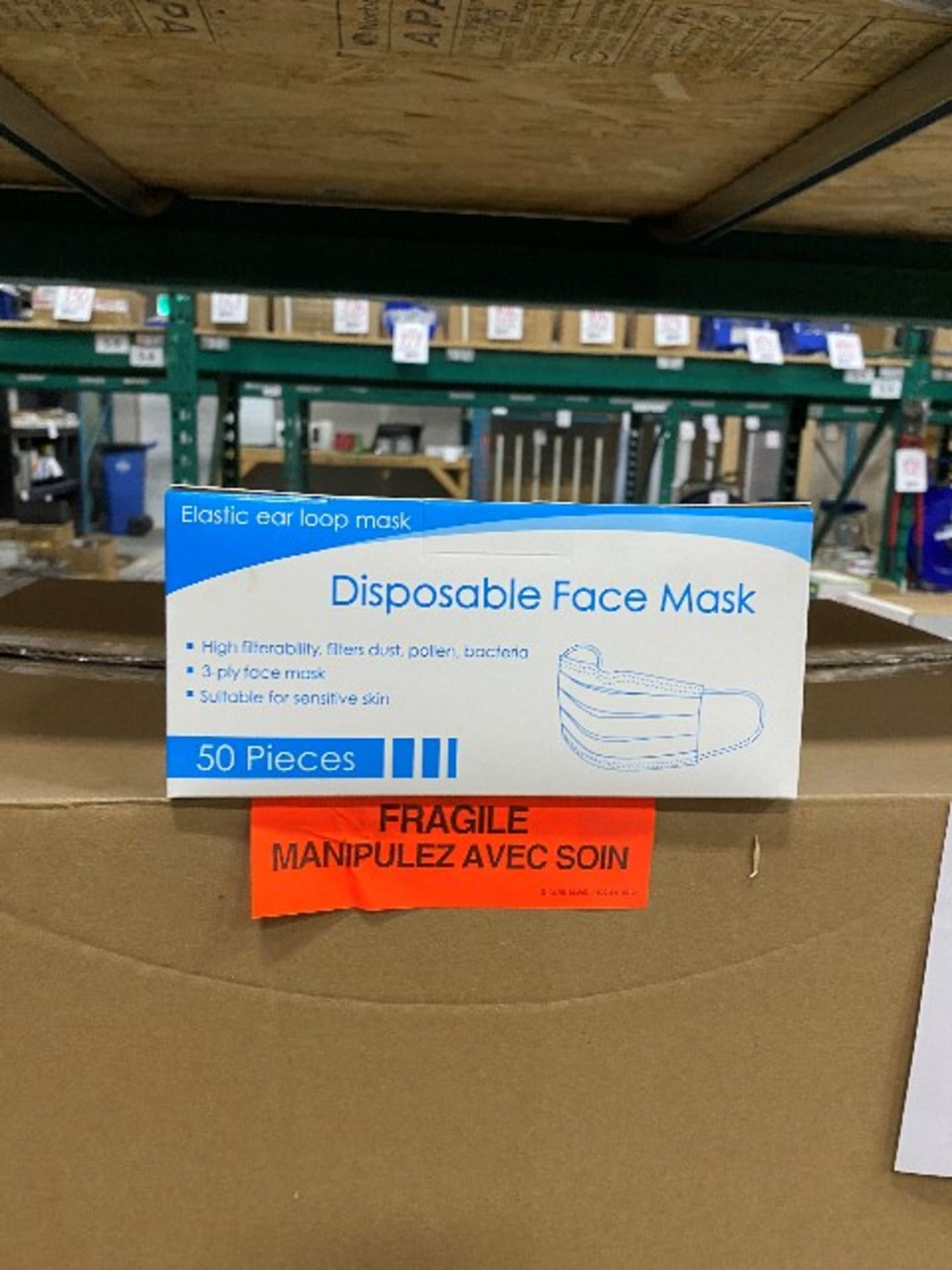 Disposable face mask, 3-ply, 50pcs per box, 50 boxes