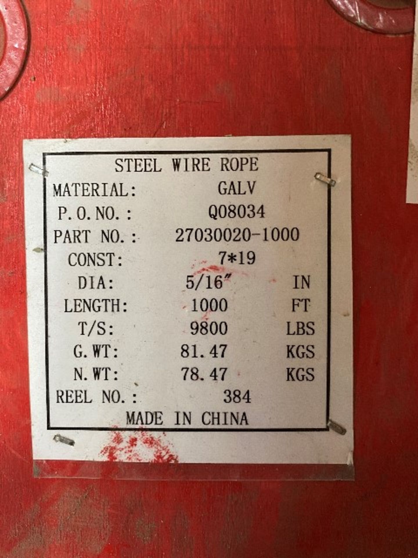 Galvanized steel wire rope, 5/16”, 1000ft - Image 2 of 2