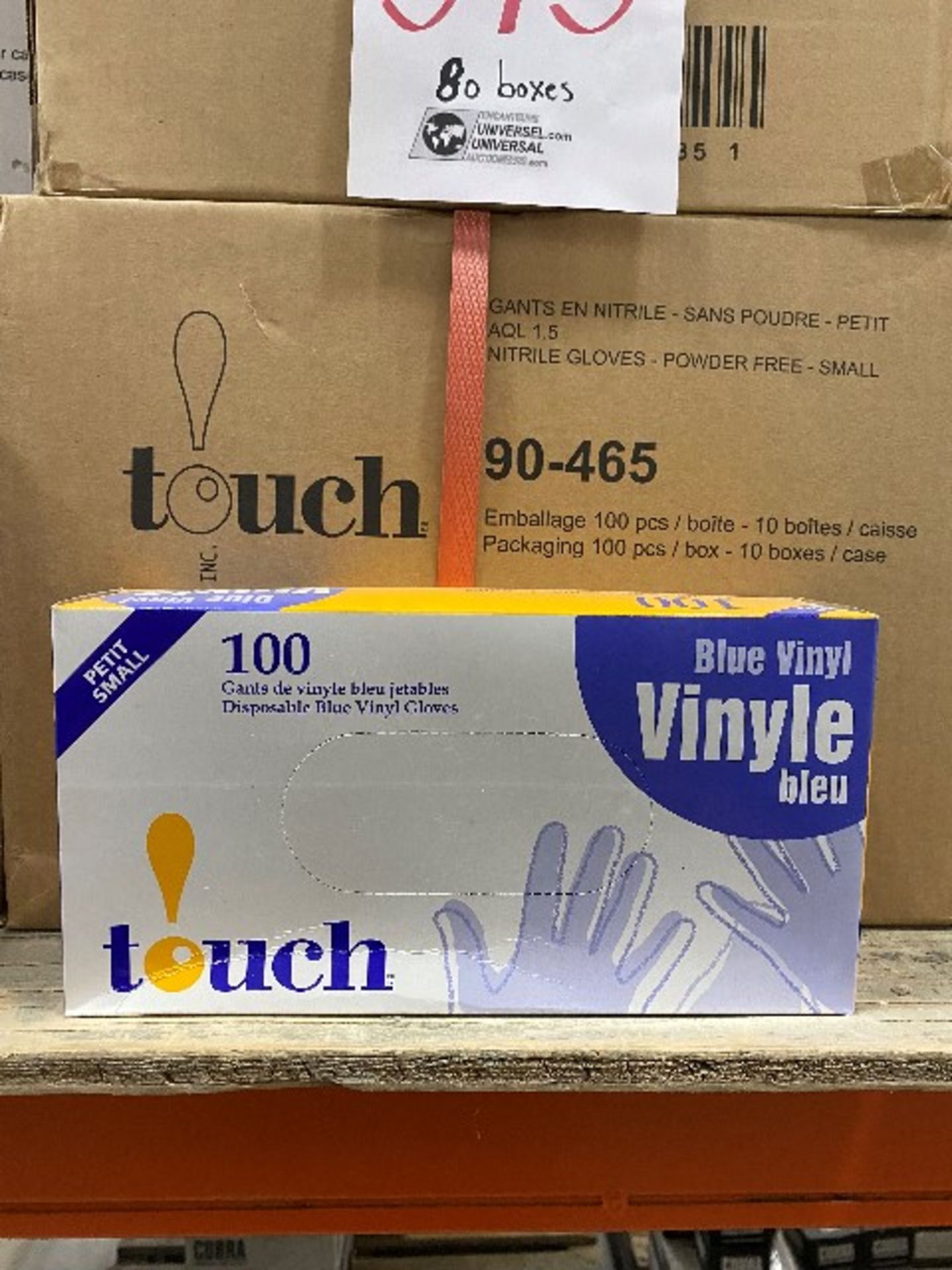 Touch disposable blue vinyl gloves, 80 boxes