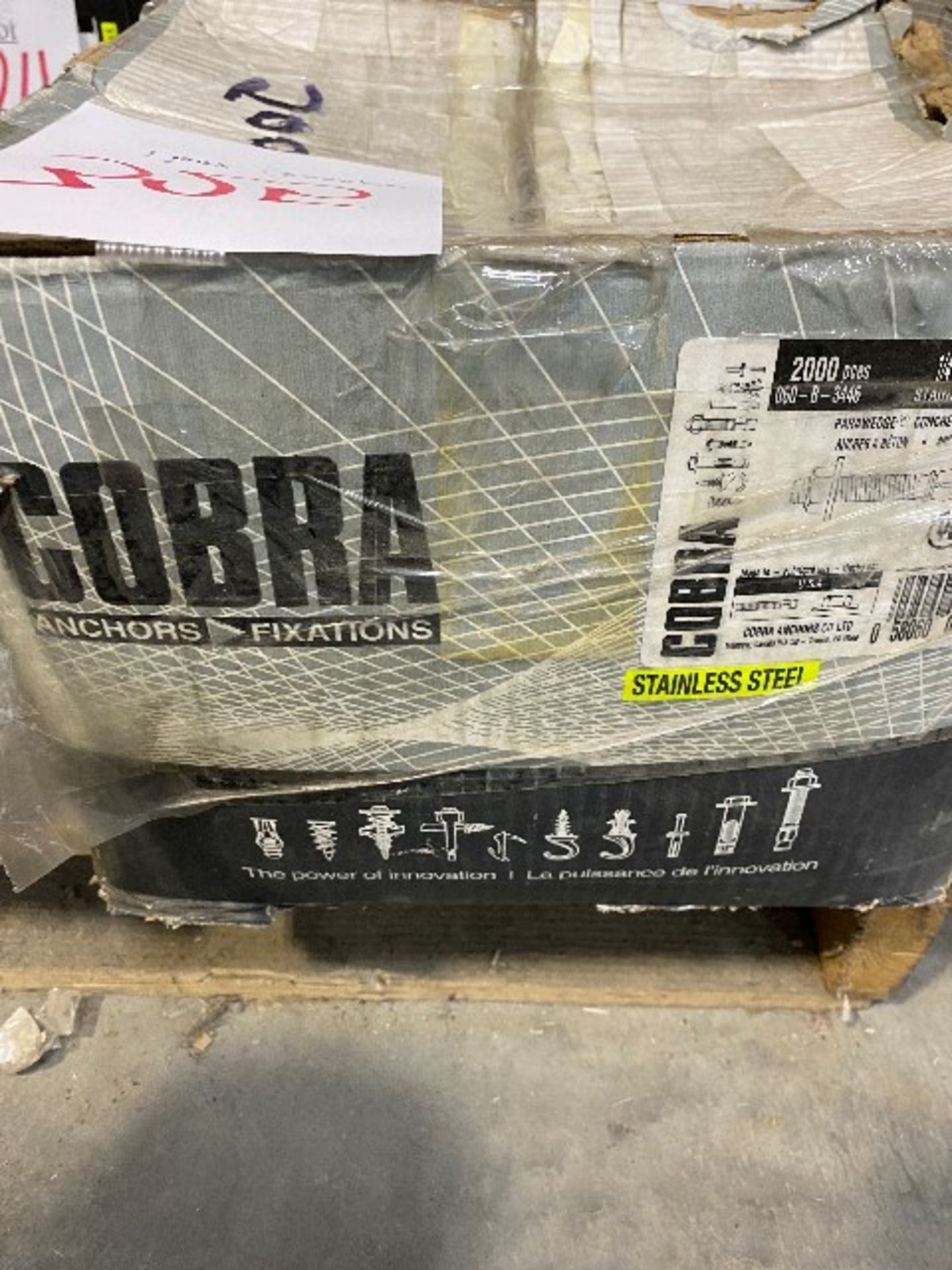 Cobra Parawedge concrete anchors, 1/4 ” x 2 1/4”, stainless steel, 2000pcs/box, 1 box