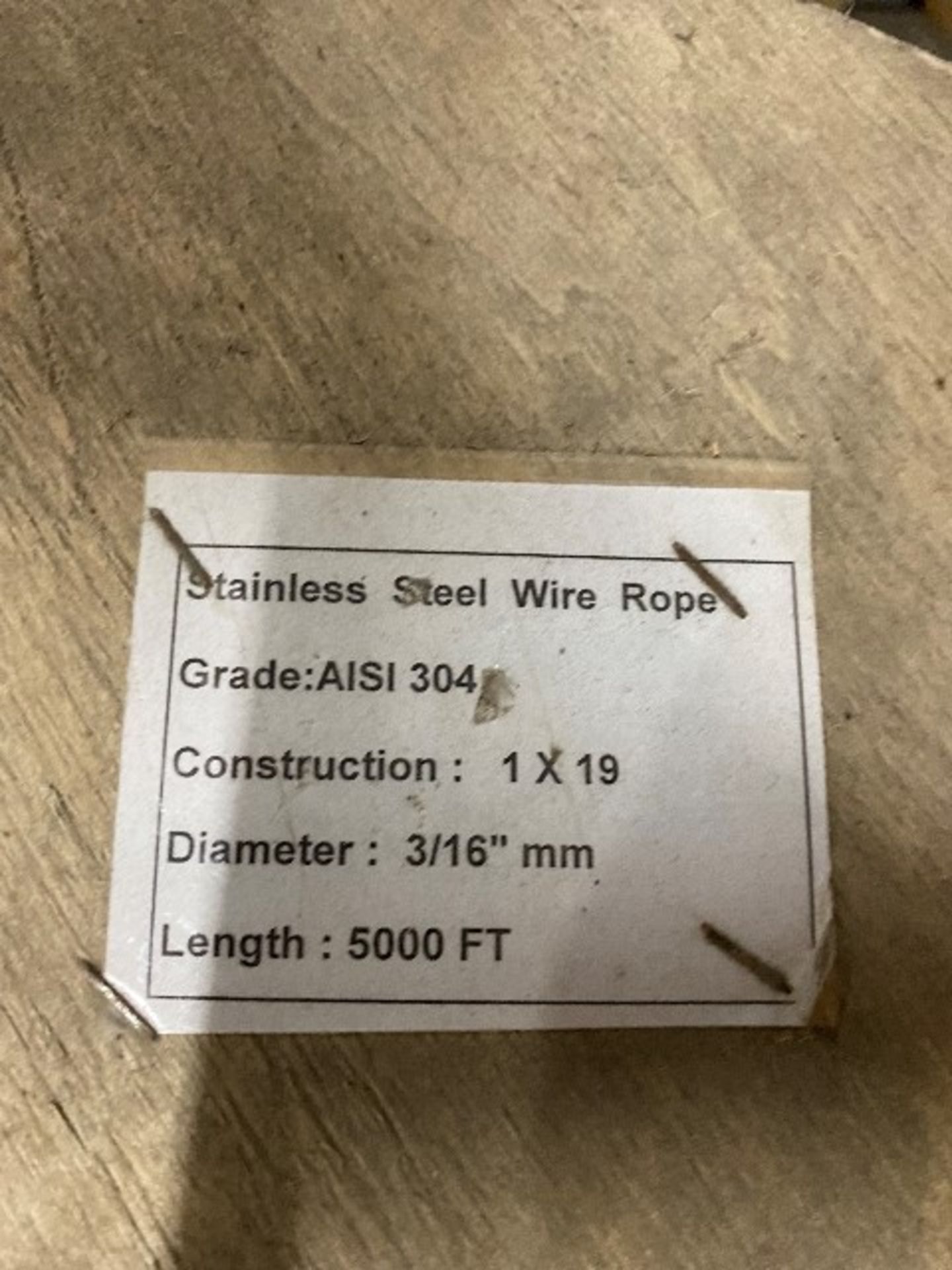 Stainless steel wire rope, 3/16”, 5000ft, 1 roll