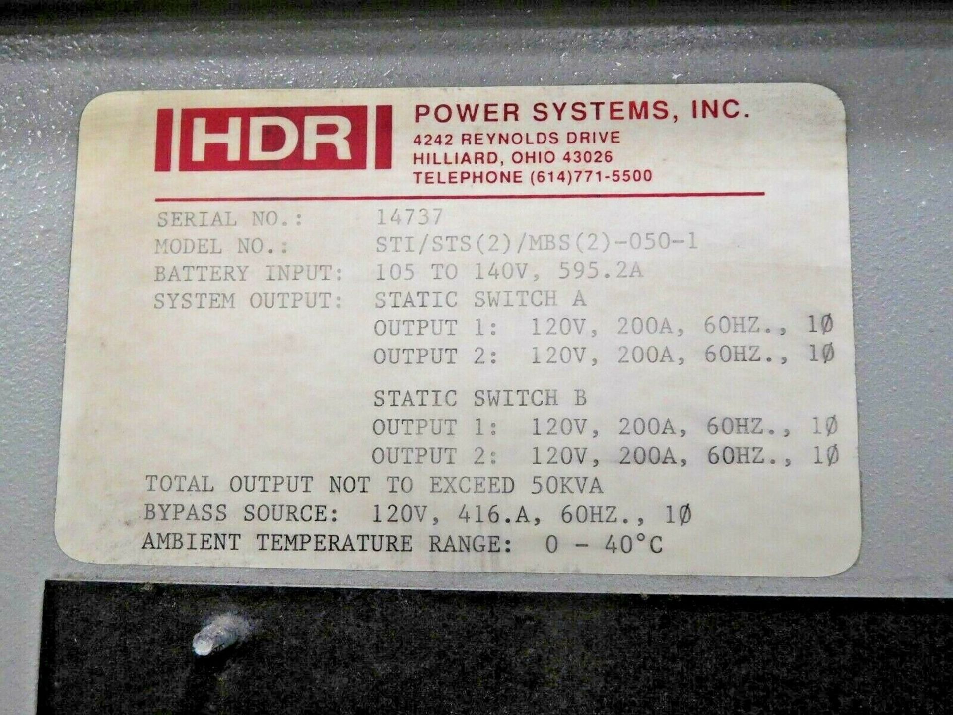 HDR Power Systems Battery Charger. 105-140 V. 416 Amp Output. - Image 2 of 2