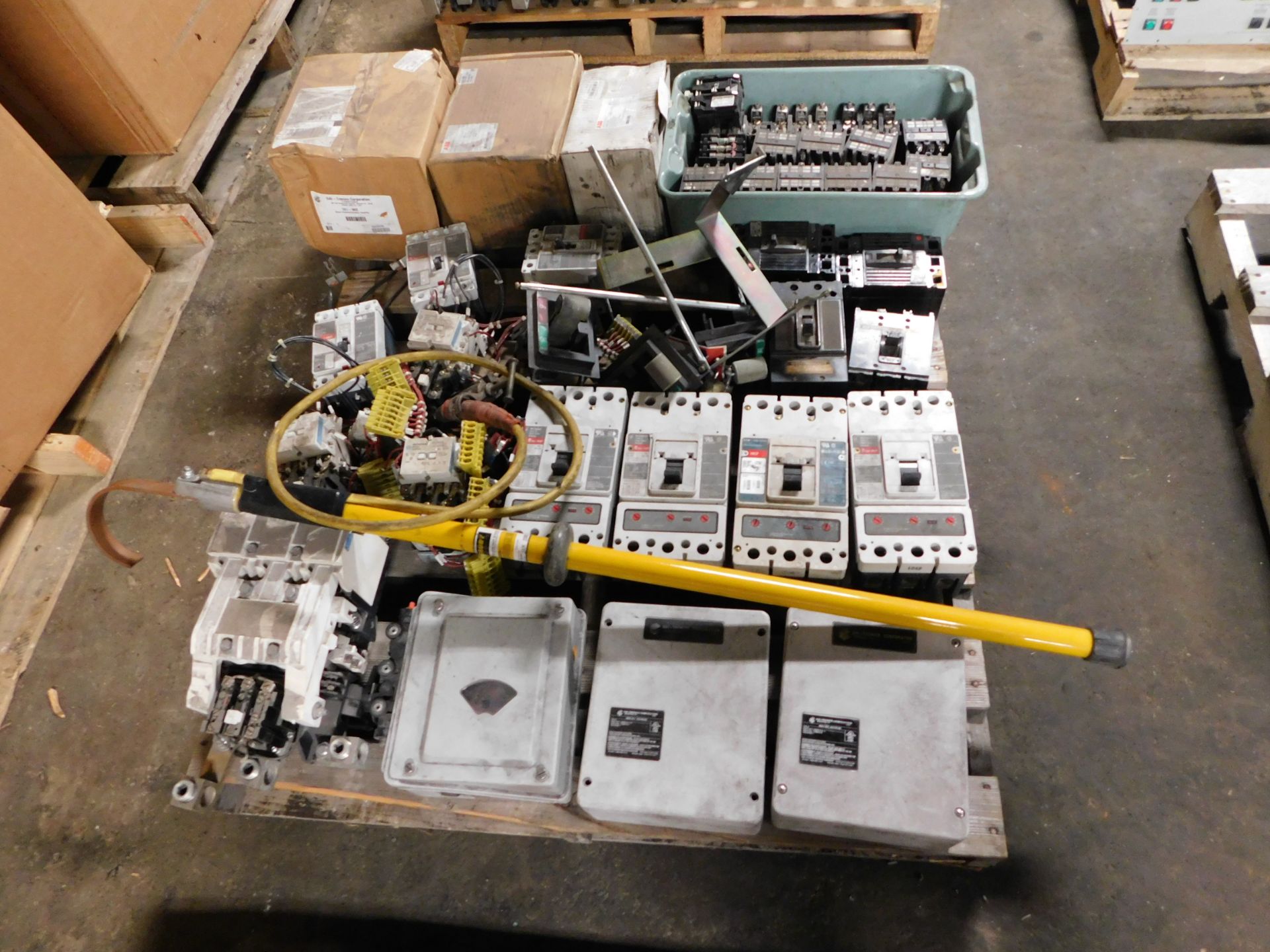 Pallet of Circuit Breakers, Contactors, Misc. Electrical